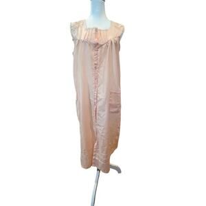HOHANA MOO MOO VINTAGE NIGHTGOWN DELICATE PEACH WITH LACE TRIM WOMENS XL